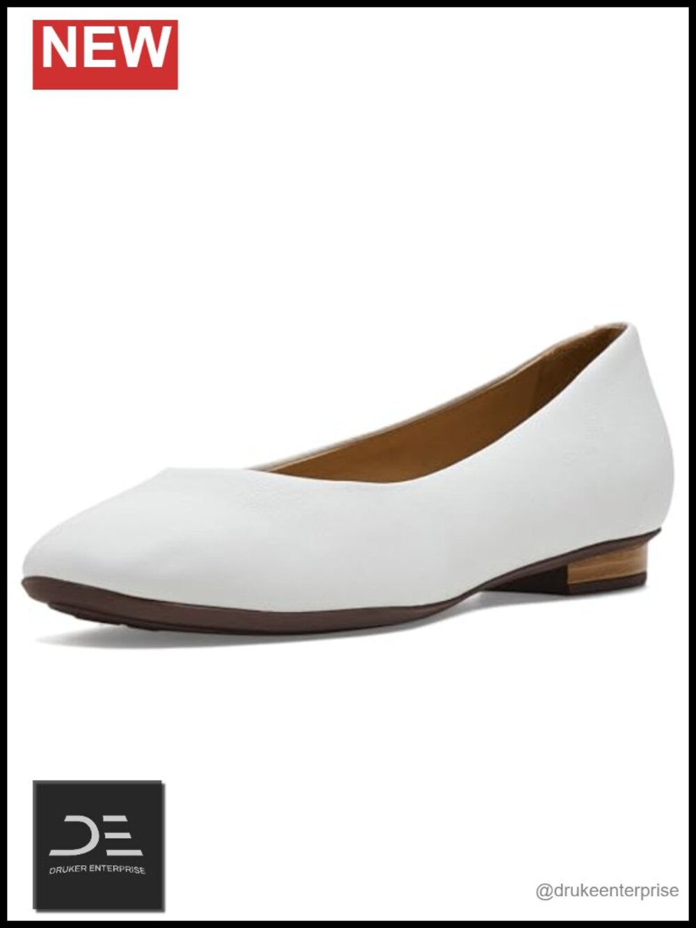 Women's Leather Slip-On Flat Shoes Almond Toe Block Heel